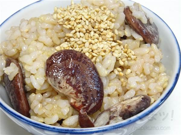 玄米食に、花豆玄米ごはんを食べているよ